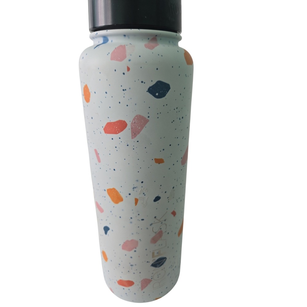 Iron Flask Water Bottle Terrazzo‎ Print 40oz Stainless Steel Tumbler Black Lid - Picture 11 of 14